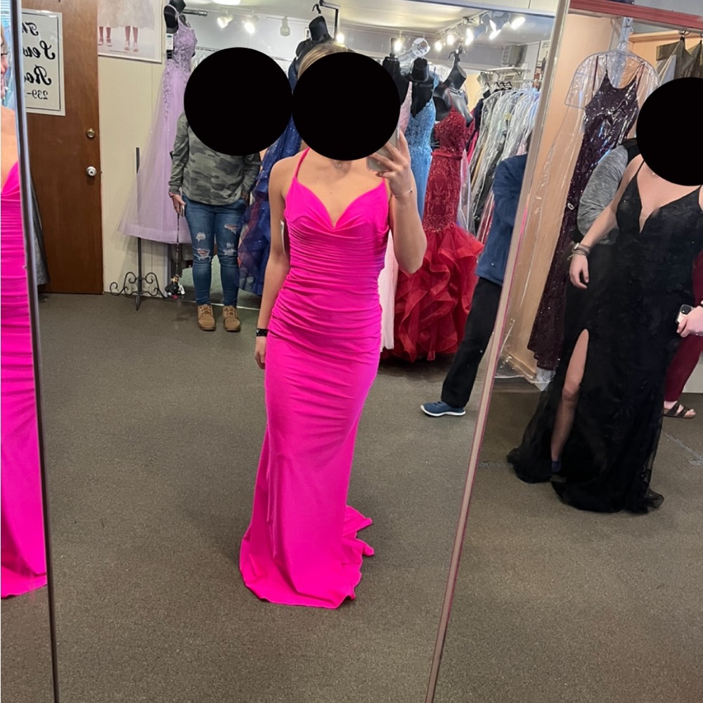 Hot pink prom dress